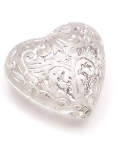 Akrylhjärta Klar med silvermönster