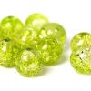 Krackelerade Glaspärlor Oliv 10mm