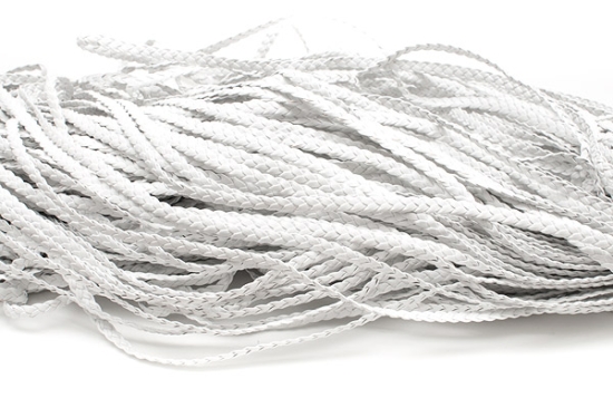 Flätat läderband 8mm Vit