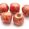 Mönstrade Träpärlor Röd swirl