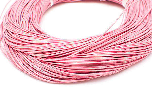 Äkta Lädersnöre 1mm Rosa