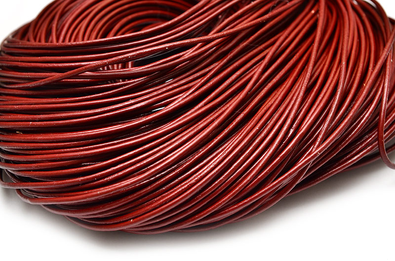 Äkta lädersnöre 2mm Maroon