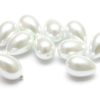 Vaxade glaspärlor droppformad Vit 13x9mm