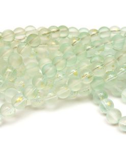 Frostade glaspärlor 8mm Aqua med guldskimmer