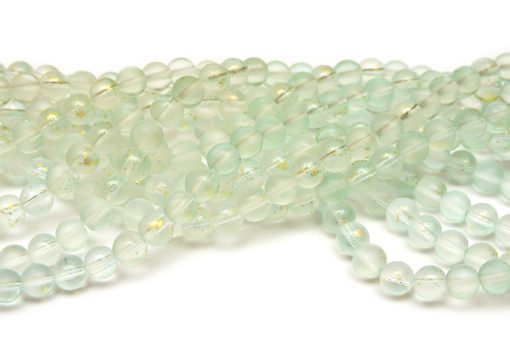Frostade glaspärlor 8mm Aqua med guldskimmer