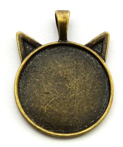 Vintage stomme Katthuvud, för 25mm cabochon