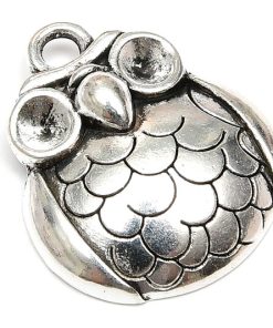 Antiksilver berlock Uggla med plats för strass