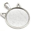 Antiksilver stomme Katthuvud, för 25mm cabochon
