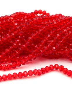 Fasetterade glasrondeller Röd 6x4mm, ca 100st