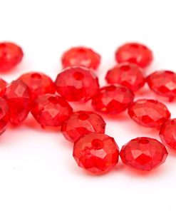 Fasetterade akrylrondeller Röd, 20st