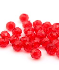 Fasetterade akrylrondeller Röd 6x4mm, 30st