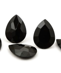 Akryldroppar utan hål, Fasetterade 25x18mm, Svarta, 5st