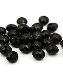 Fasetterade akrylrondeller Svart 6x4mm, 30st