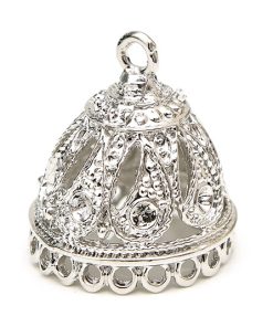 Antiksilver stor kåpa med ögla, plats för strass