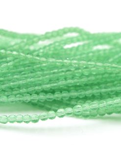 Fasetterade glaspärlor Runda, Mintgrön, 4mm