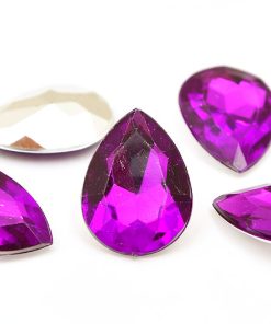 Akryldroppar utan hål, Fasetterade 25x18mm, Lila, 5st