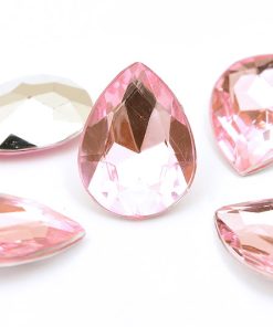 Akryldroppar utan hål, Fasetterade 25x18mm, Ljusrosa, 5st