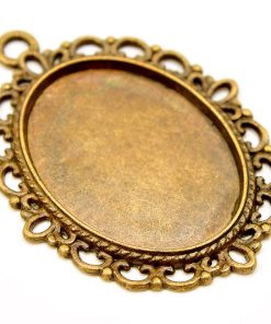 Vintage oval stomme för 25x18mm cabochon, Snirklig ram
