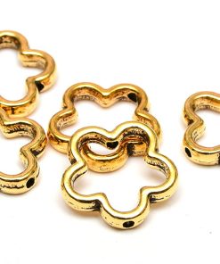 Antikguld pärlramar Blomma, 5st