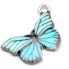 Antiksilver berlock Fjäril, med emalj Turkos/Blå