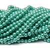 Hel sträng Vaxade glaspärlor 6mm Mint Metallic