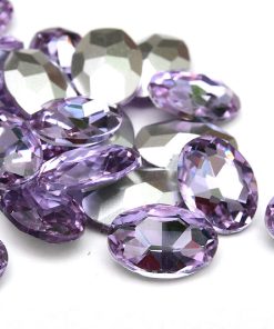 Glascabochon pointback oval, Ljuslila, 14x10mm