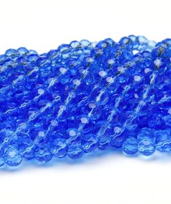 Fasetterade glaspärlor Blå 6mm