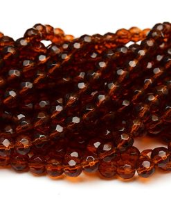 Fasetterade glaspärlor Brun 6mm