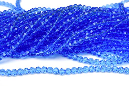 Fasetterade glaspärlor Blå 6mm