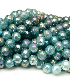Fasetterade glaspärlor 10mm, Multifasett Blå ton i ton