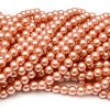 Hel sträng Vaxade glaspärlor 8mm Rosa Koppar