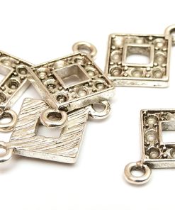 Antiksilver connecter, romb för strass 5st