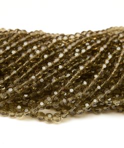 Fasetterade glaspärlor Runda Smoke 4mm