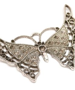 Antiksilver berlock Stor Fjäril med plats för strass