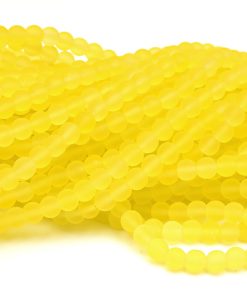 Frostade glaspärlor 6mm Gul