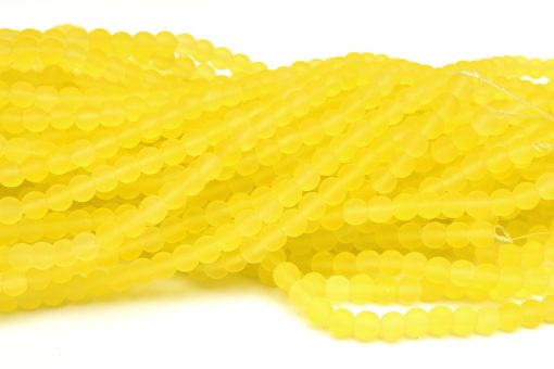 Frostade glaspärlor 6mm Gul